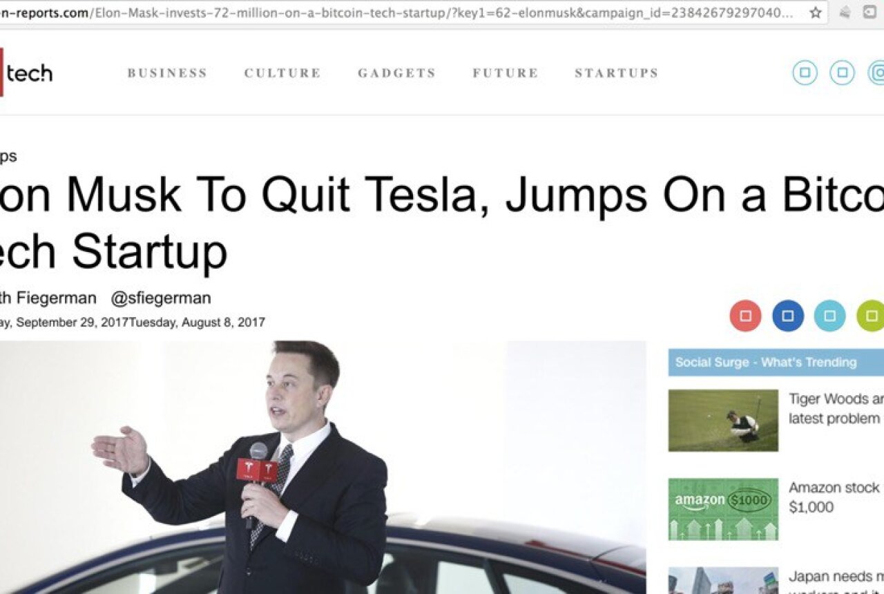 Musk kiszáll a Teslából, hogy egy bitcoin startupba kezdjen? Csak egy újabb álhír a Facebookon